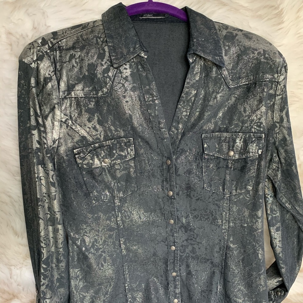 Silver Jeans Denim Snap Button Up Shirt Size L